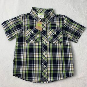 NEW - Crazy 8 Boys 2T Green Plaid Button-Up Shirt